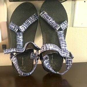 Time and true blue and white sandals​​​​​